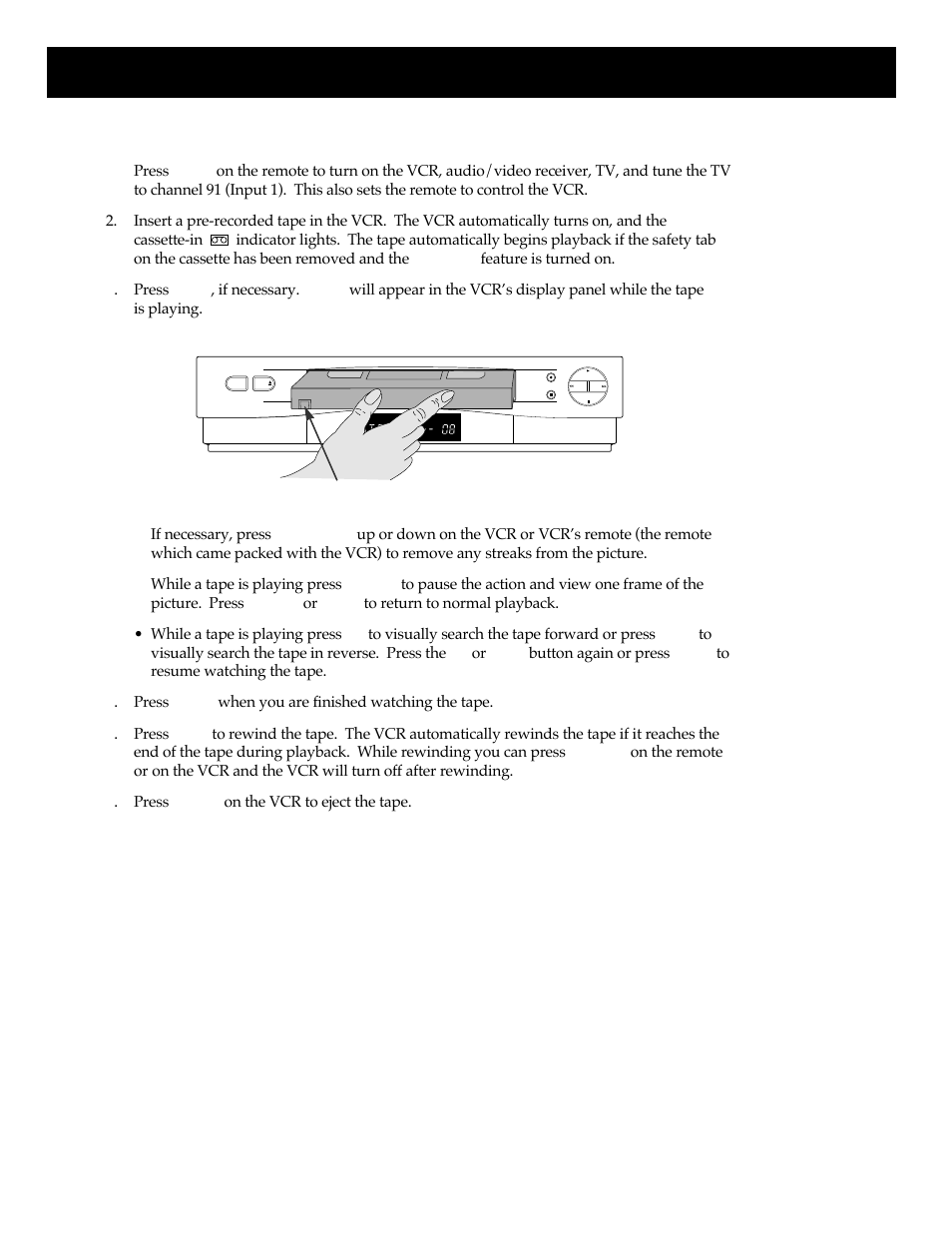 Using your vcr, To play back a videotape | RCA HT35713BD User Manual | Page 22 / 36