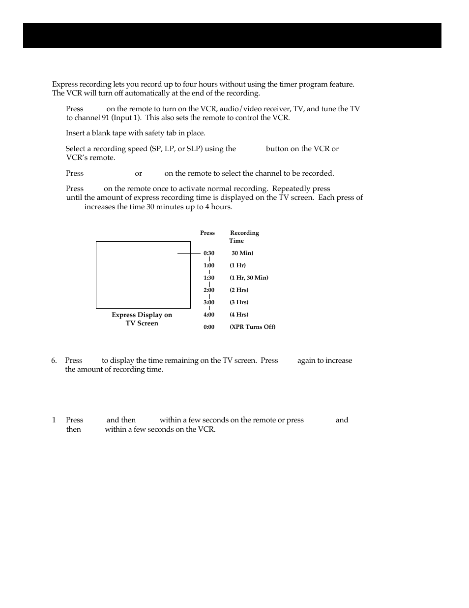 Using your vcr, Express recording (xpr), Stopping an express recording in progress | RCA HT35713BD User Manual | Page 24 / 36