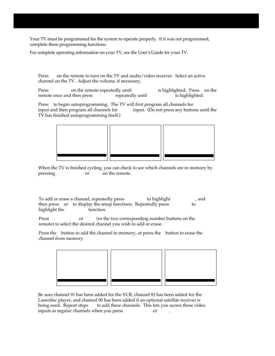 Setting up your tv, To autoprogram tv’s channel memory, To add and erase channels from tv’s memory | RCA HT35713BD User Manual | Page 4 / 36