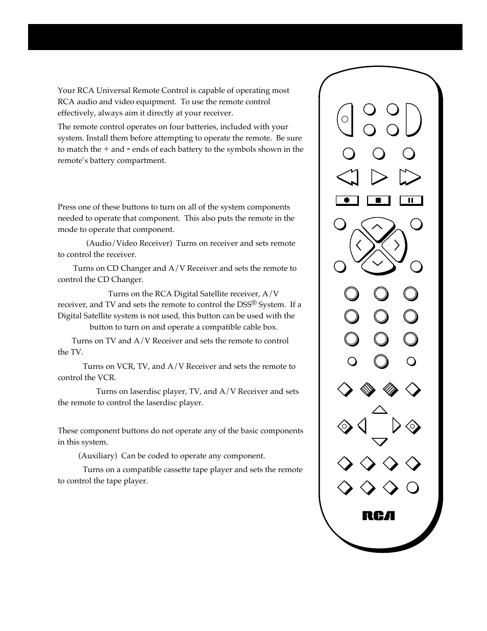 Component buttons, Using your system remote control, Universal remote control | RCA HT35713BD User Manual | Page 9 / 36