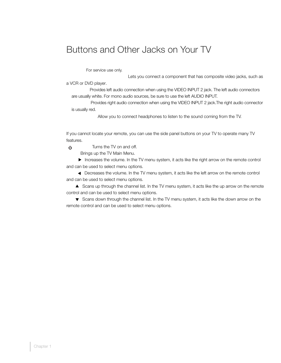 Buttons and other jacks on your tv | RCA L26HD41 User Manual | Page 18 / 40