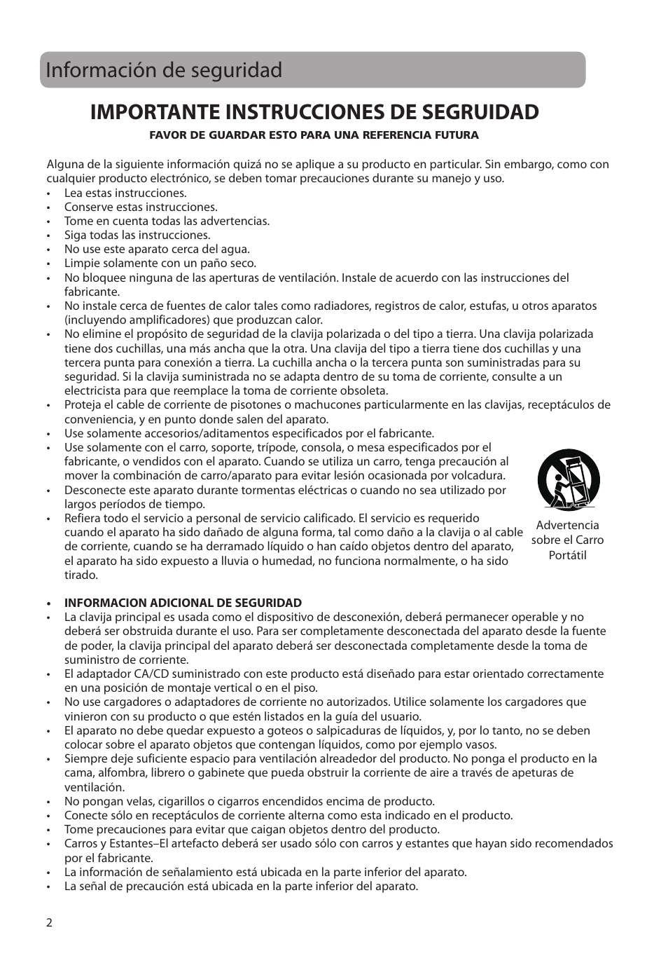 Información de seguridad | RCA M2204BL User Manual | Page 31 / 87