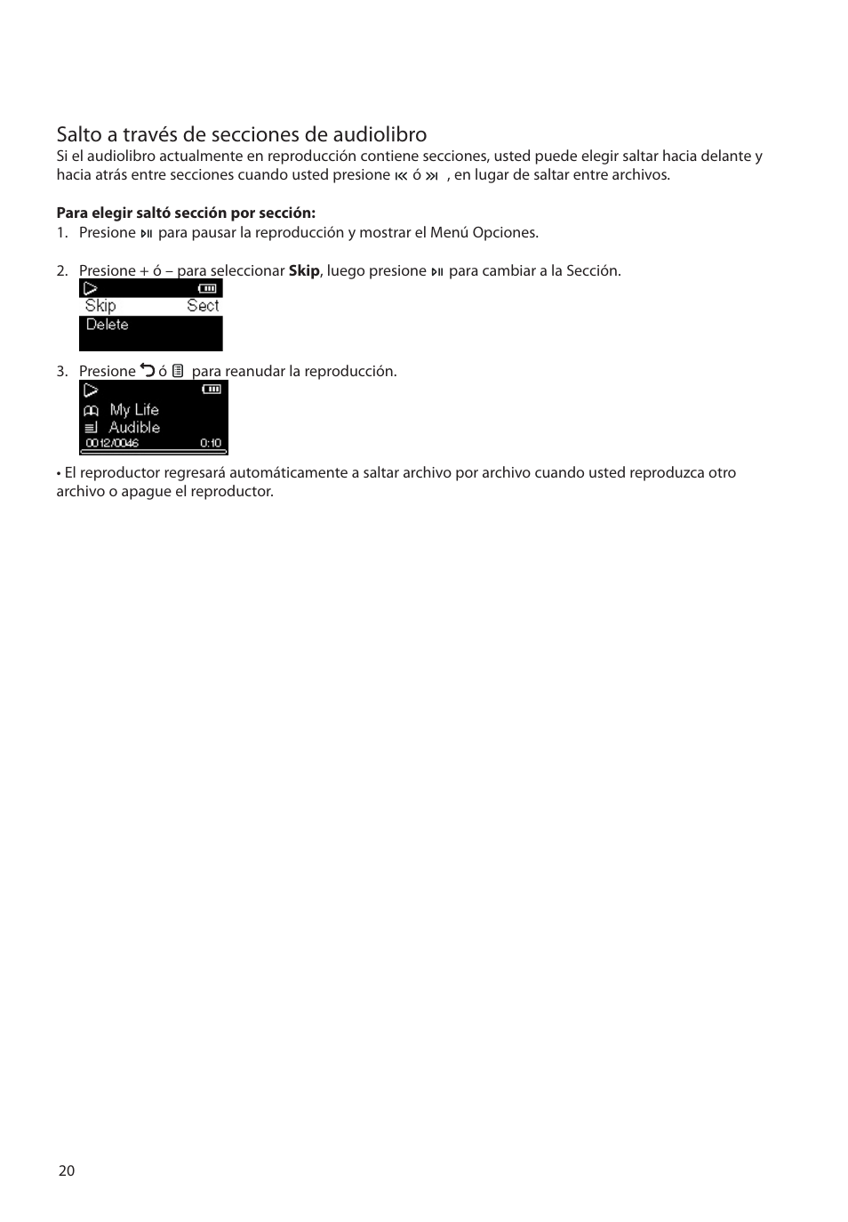 Salto a través de secciones de audiolibro | RCA M2204BL User Manual | Page 49 / 87