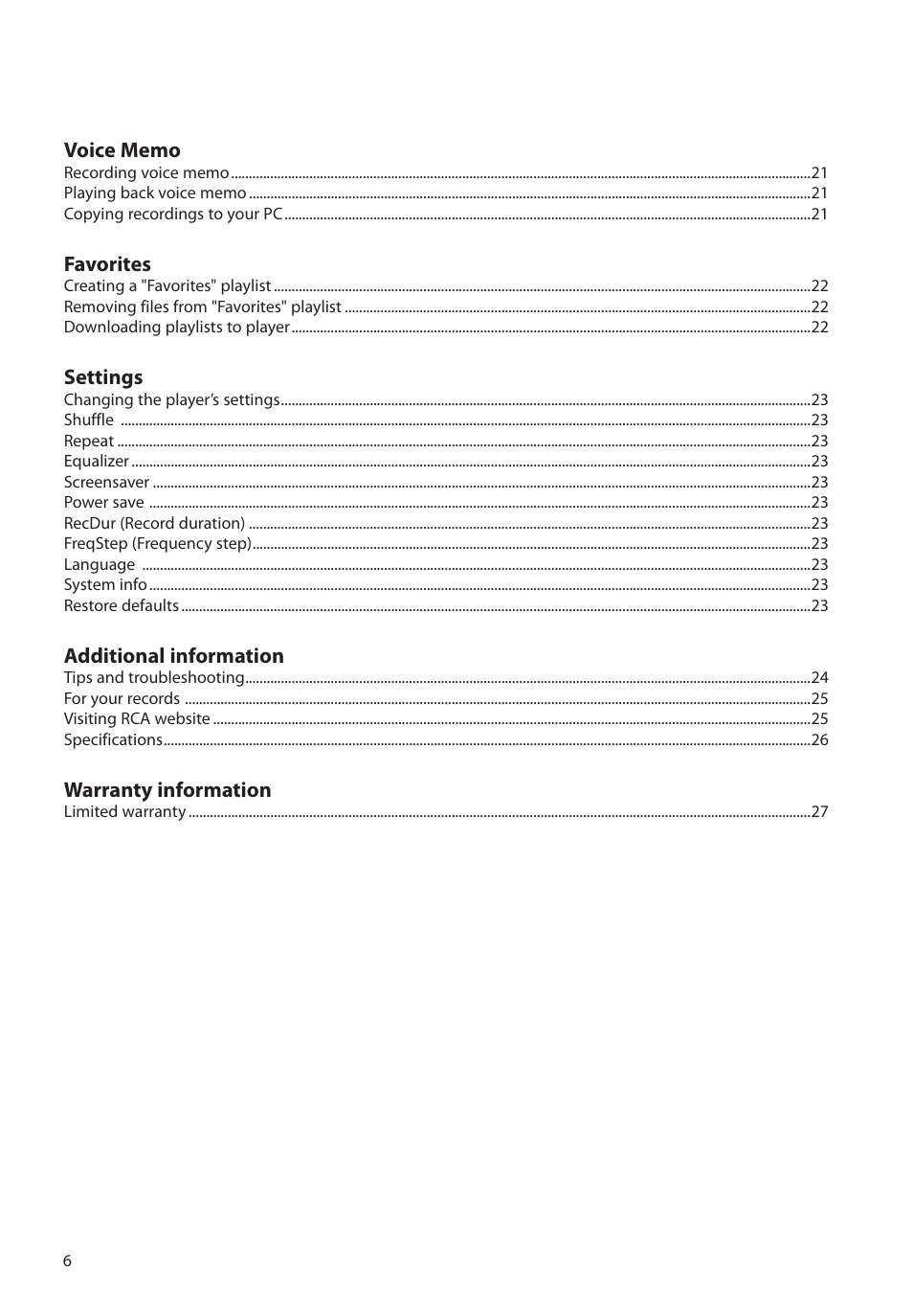 RCA M2204BL User Manual | Page 6 / 87