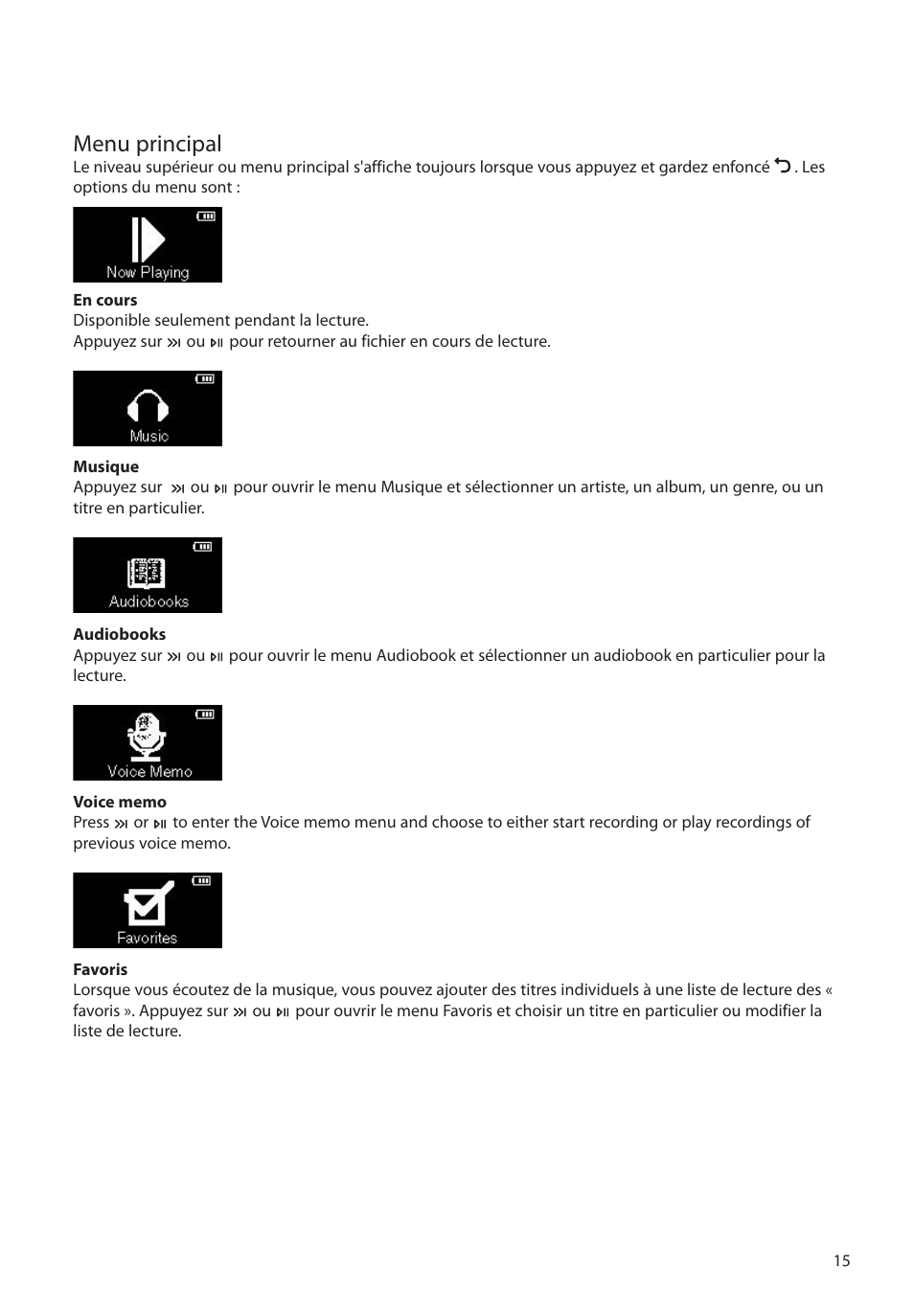 Menu principal | RCA M2204BL User Manual | Page 73 / 87