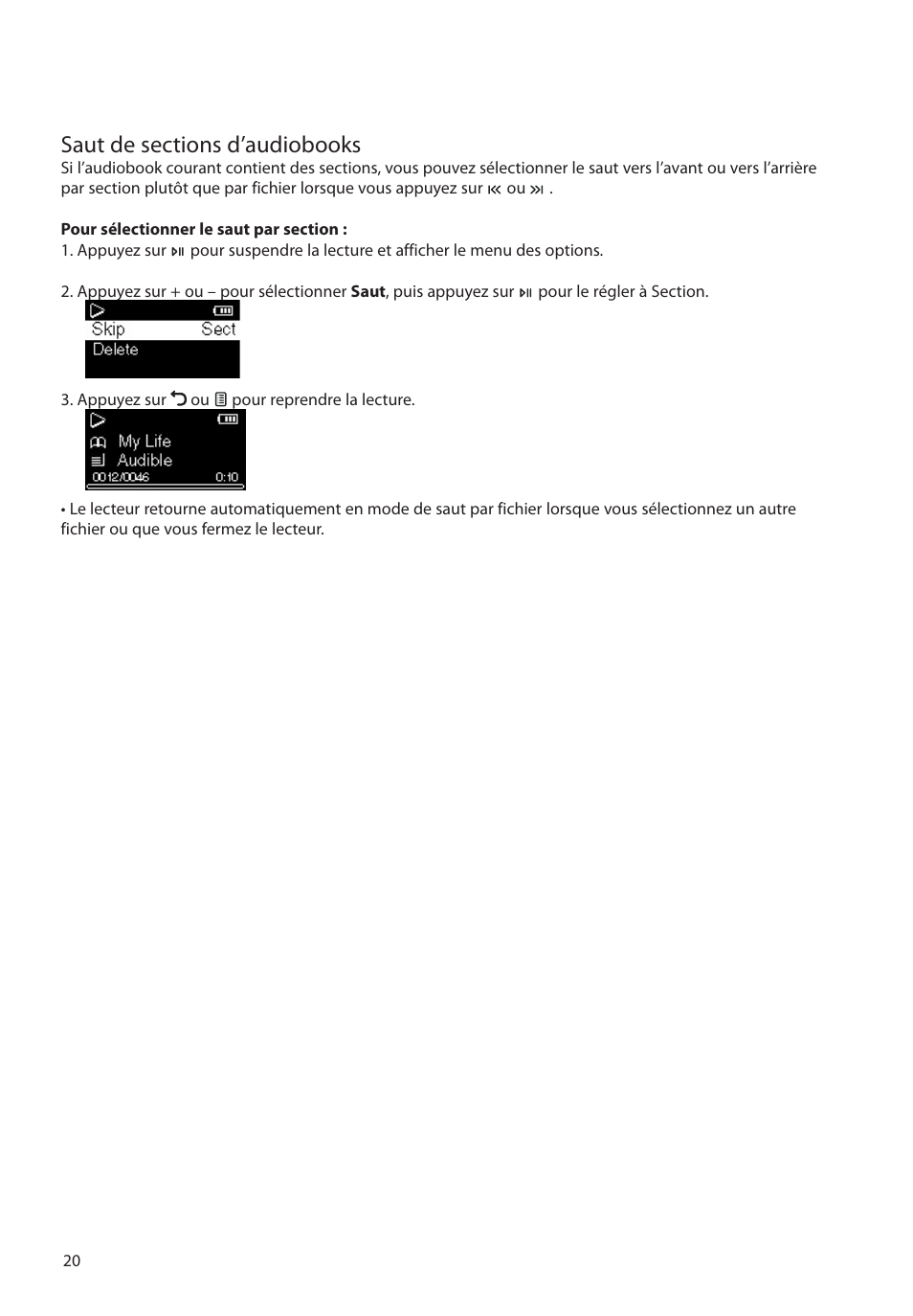 Saut de sections d’audiobooks | RCA M2204BL User Manual | Page 78 / 87