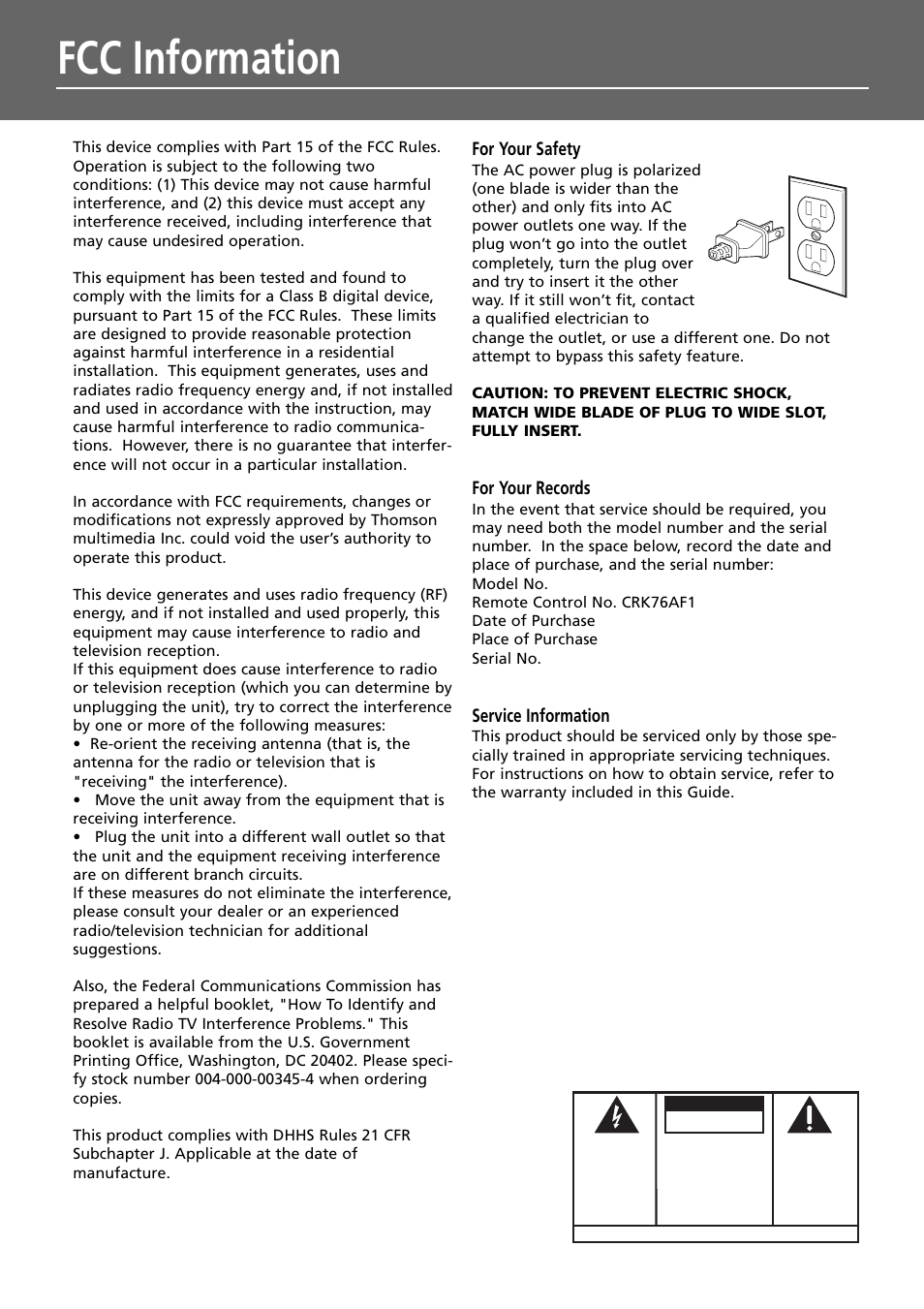 Fcc information | RCA RTDVD1 User Manual | Page 4 / 51