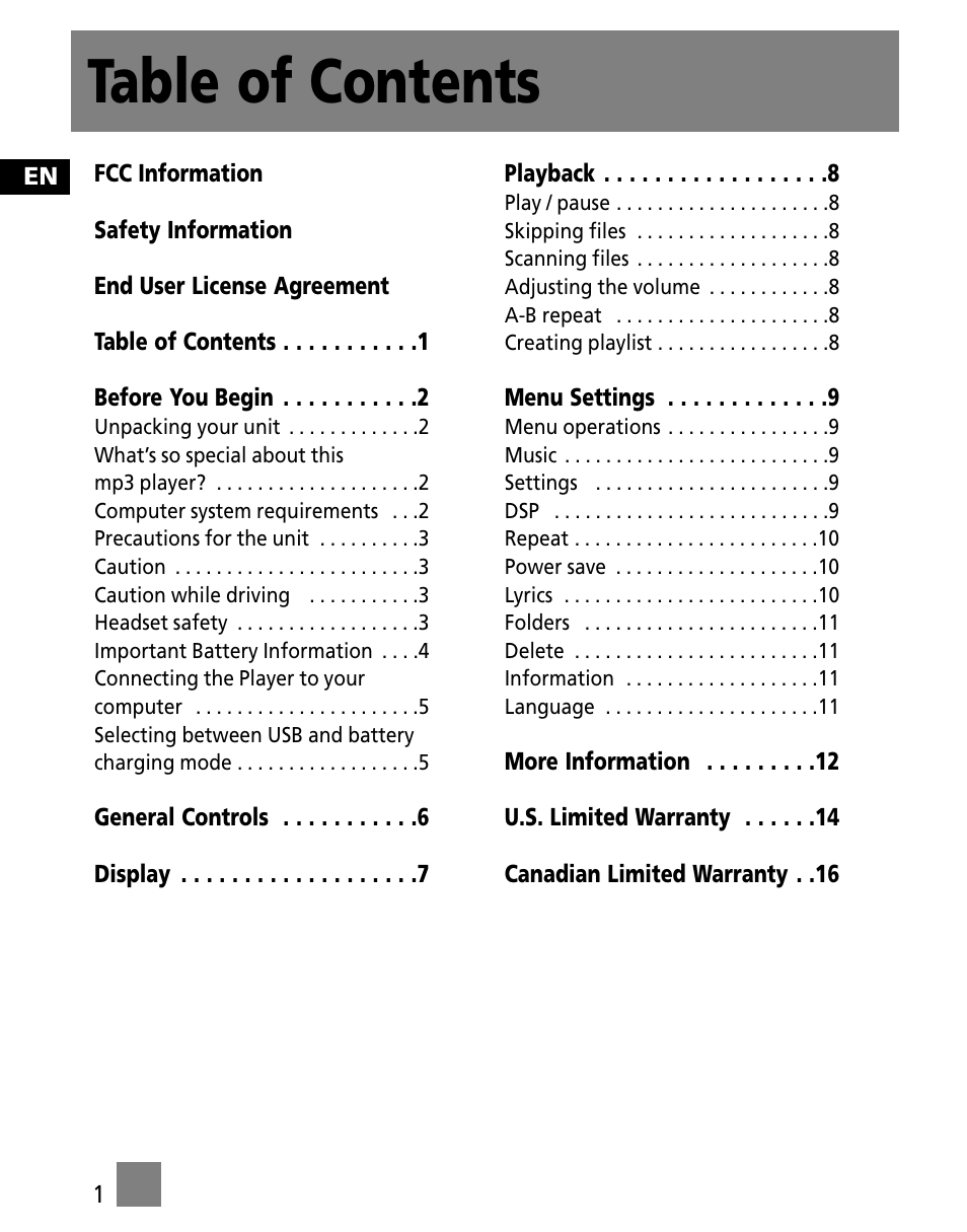 RCA M1001GBUS User Manual | Page 10 / 47