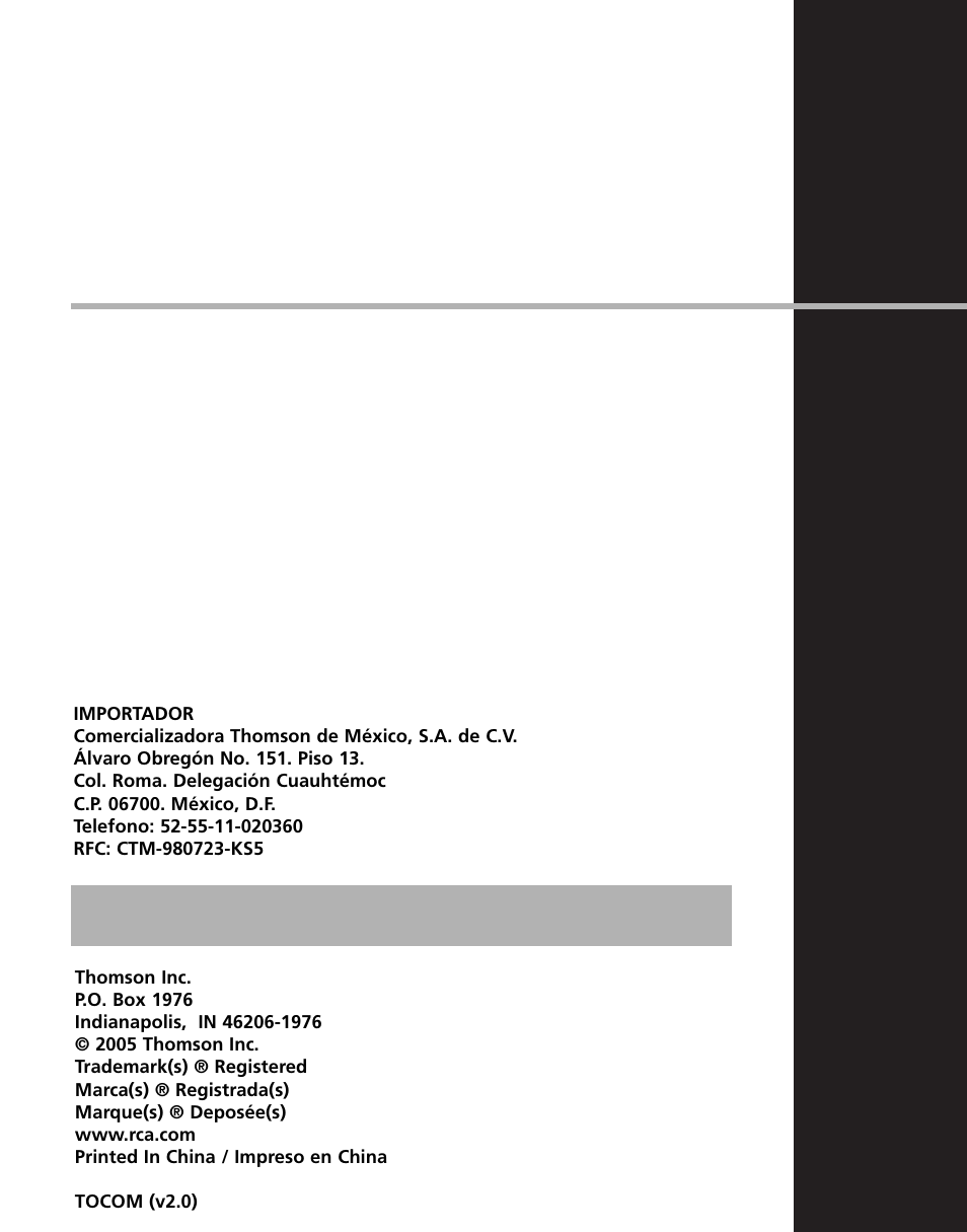 RCA M1001GBUS User Manual | Page 47 / 47