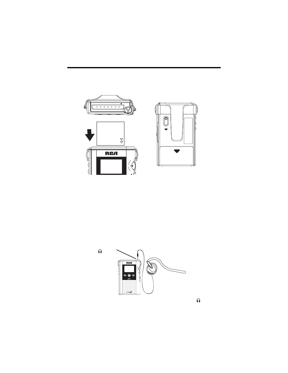 Getting started, Insert the compactflash™ card in the player, Attach the headphones to the player | Compactflash, Personal digital player / fm tuner, Headphone jack ( ) | RCA RD2211 User Manual | Page 38 / 64