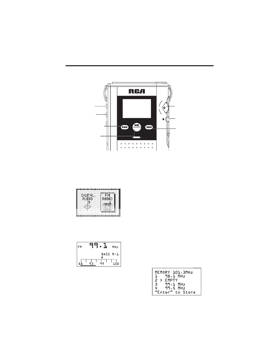 Player features, Radio mode, Search features | RCA RD2211 User Manual | Page 50 / 64