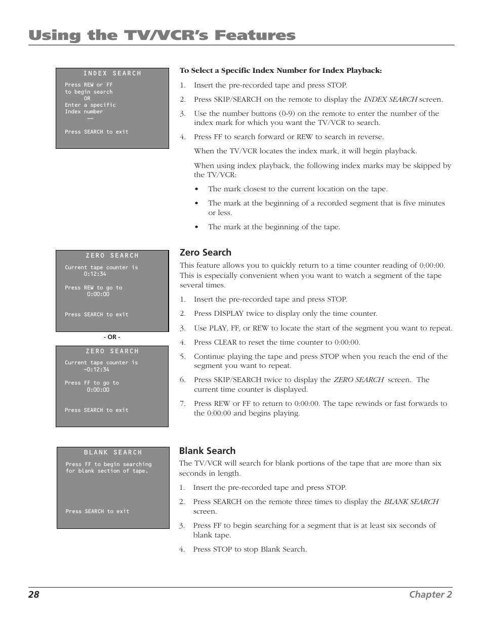 Using the tv/vcr’s features | RCA T13208 User Manual | Page 30 / 48