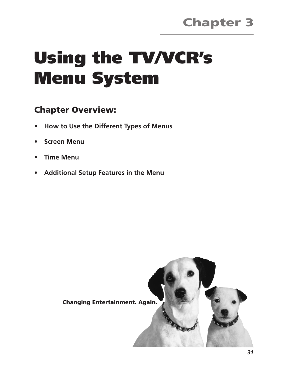 Using the tv/vcr’s menu system, Chapter 3 | RCA T13208 User Manual | Page 33 / 48