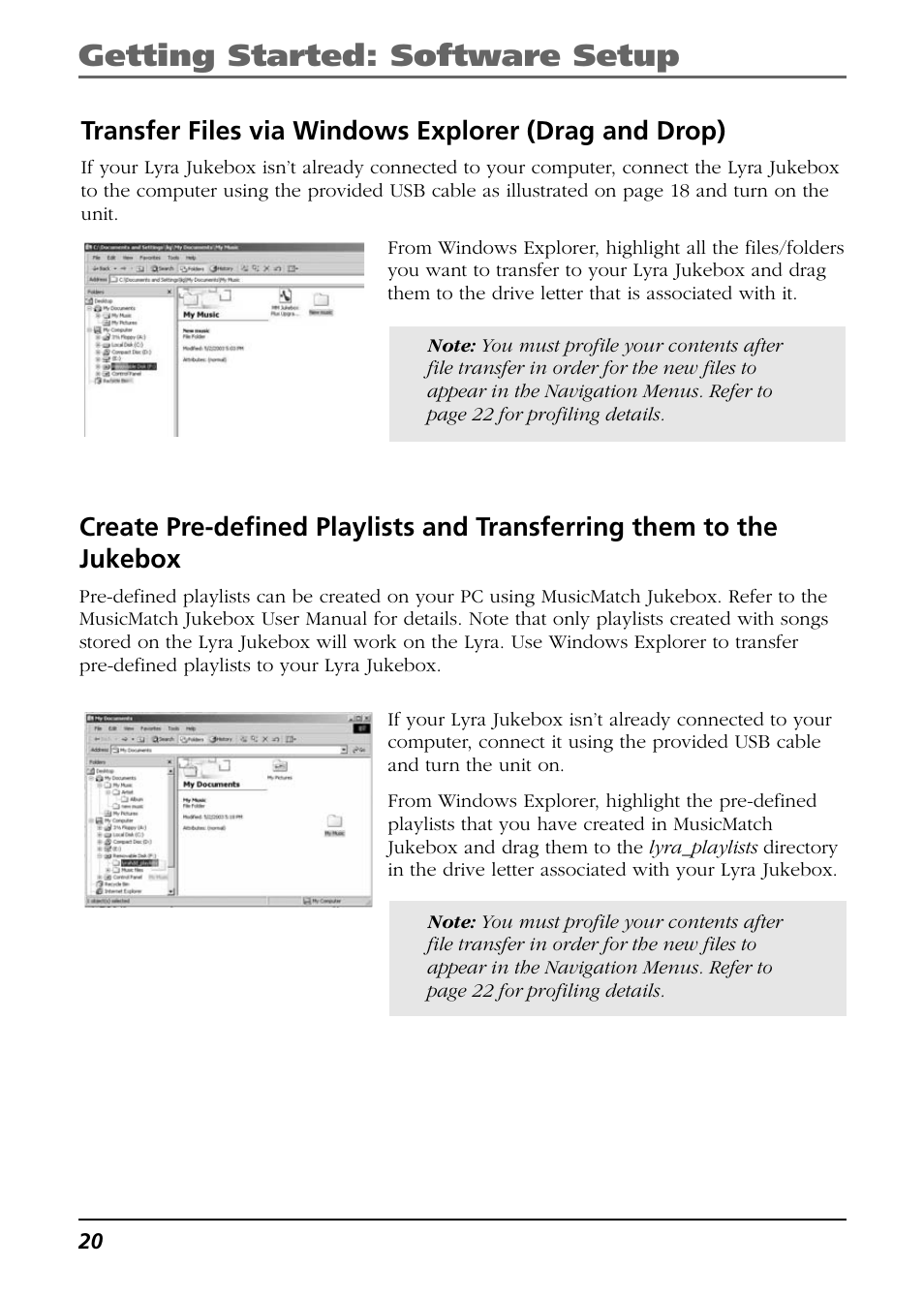 Getting started: software setup | RCA Lyra RD2850 User Manual | Page 20 / 64