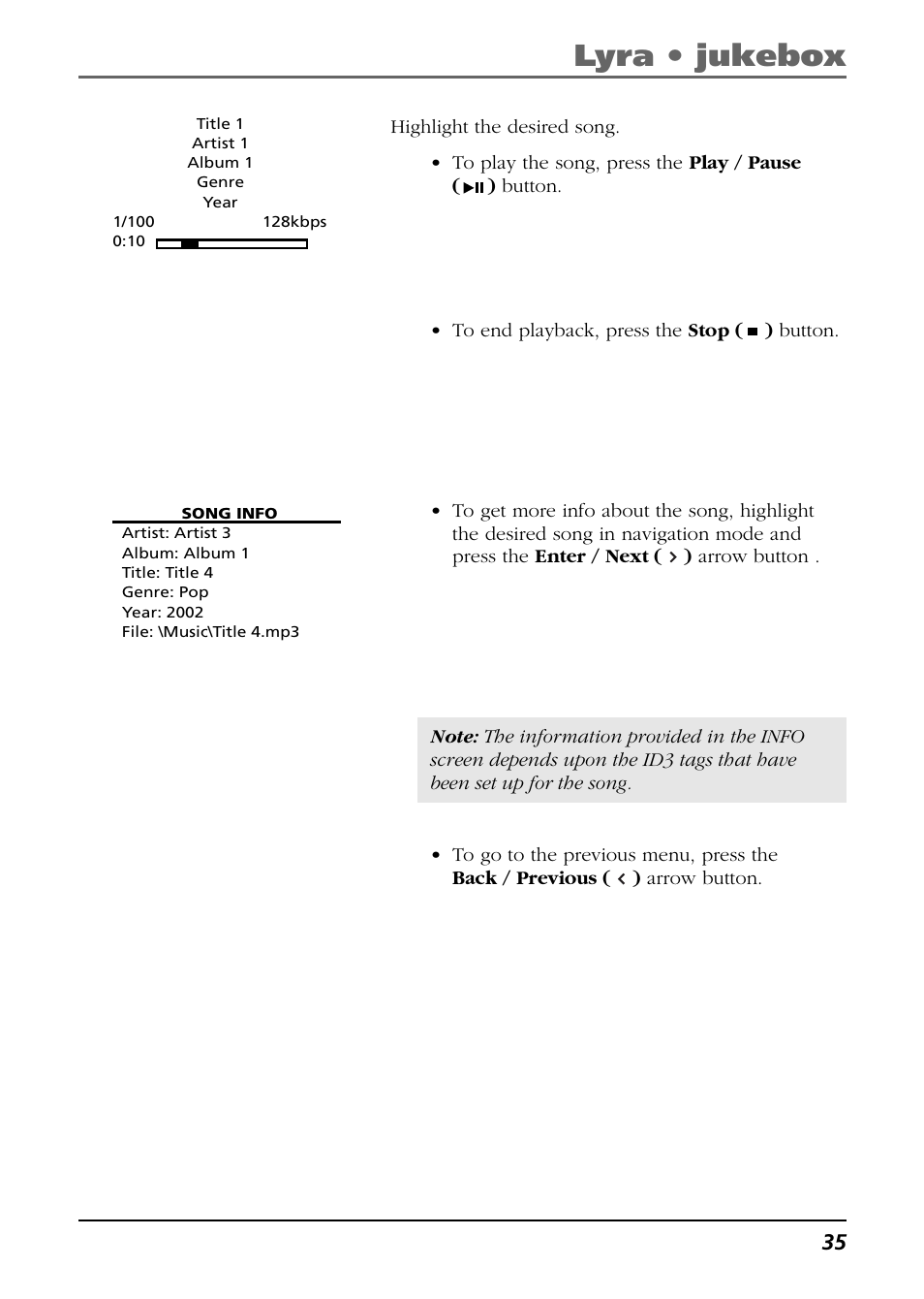 Lyra • jukebox | RCA Lyra RD2850 User Manual | Page 35 / 64