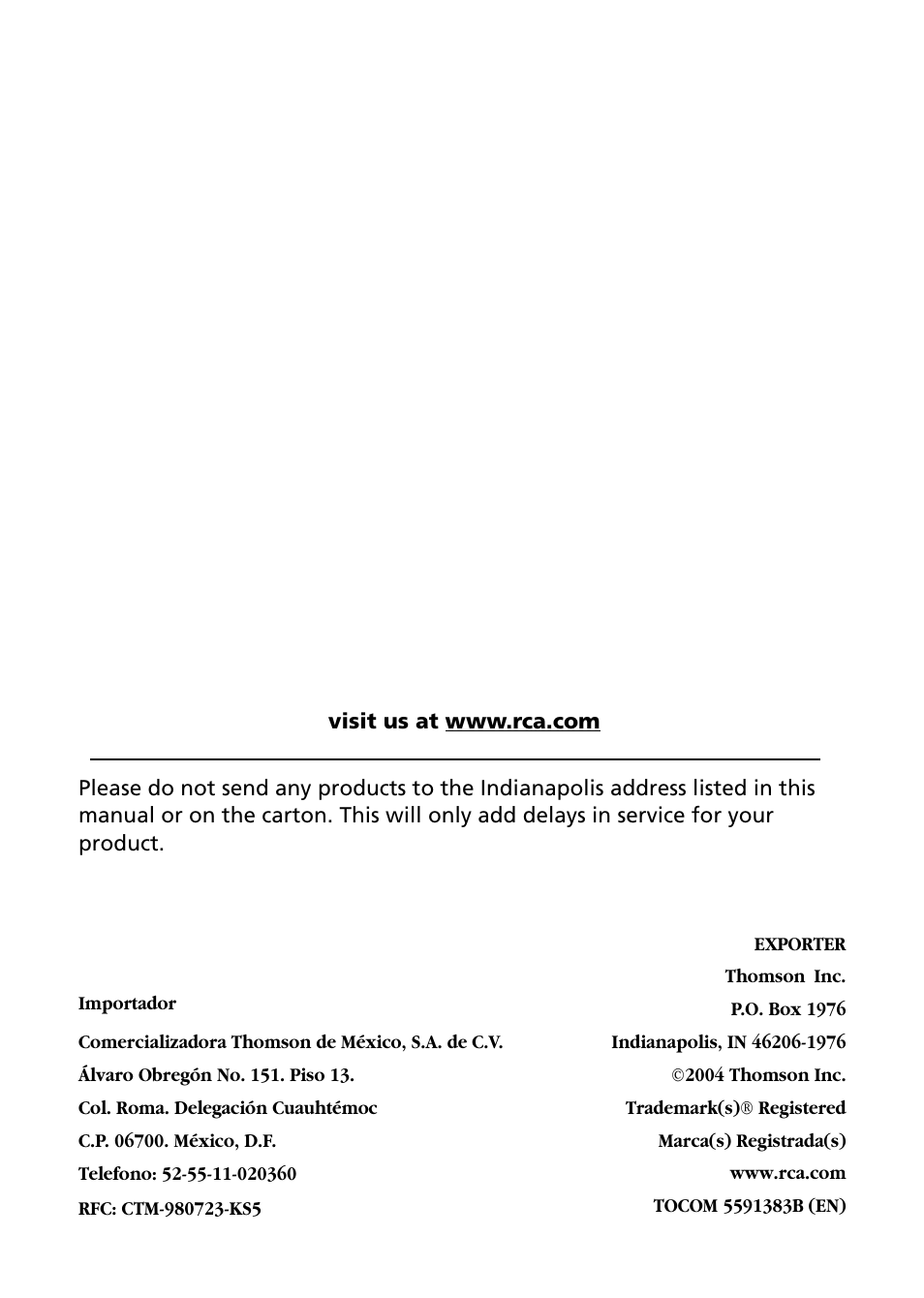 RCA Lyra RD2850 User Manual | Page 64 / 64