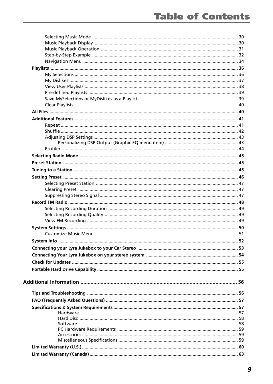 RCA Lyra RD2850 User Manual | Page 9 / 64