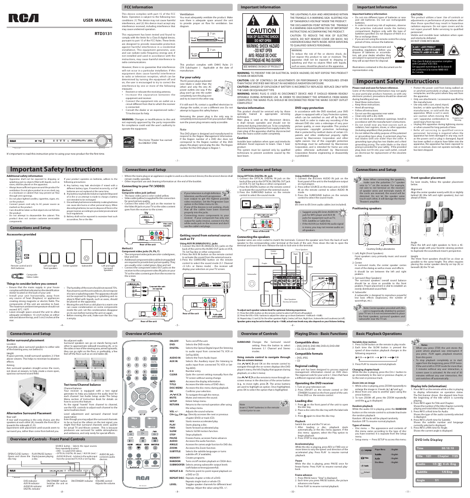 RCA RTD3131 User Manual | 2 pages