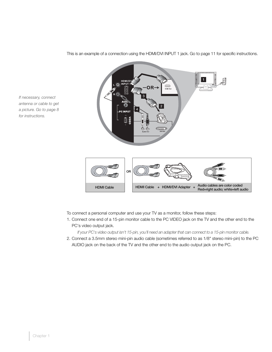 Hdmi/dvi connection (best), Connecting a pc component | RCA L19HD41 User Manual | Page 12 / 40