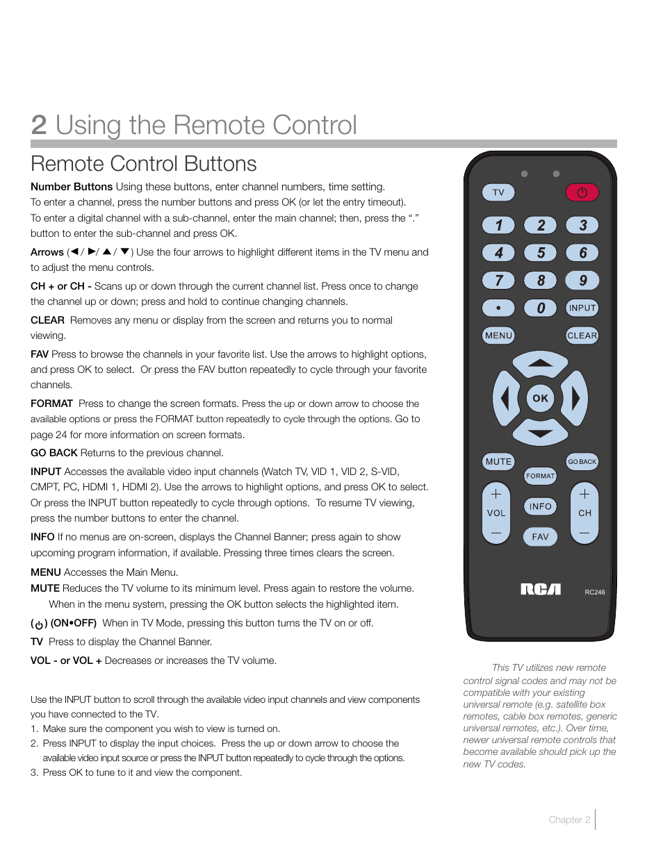 2 using the remote control, Remote control buttons | RCA L19HD41 User Manual | Page 19 / 40