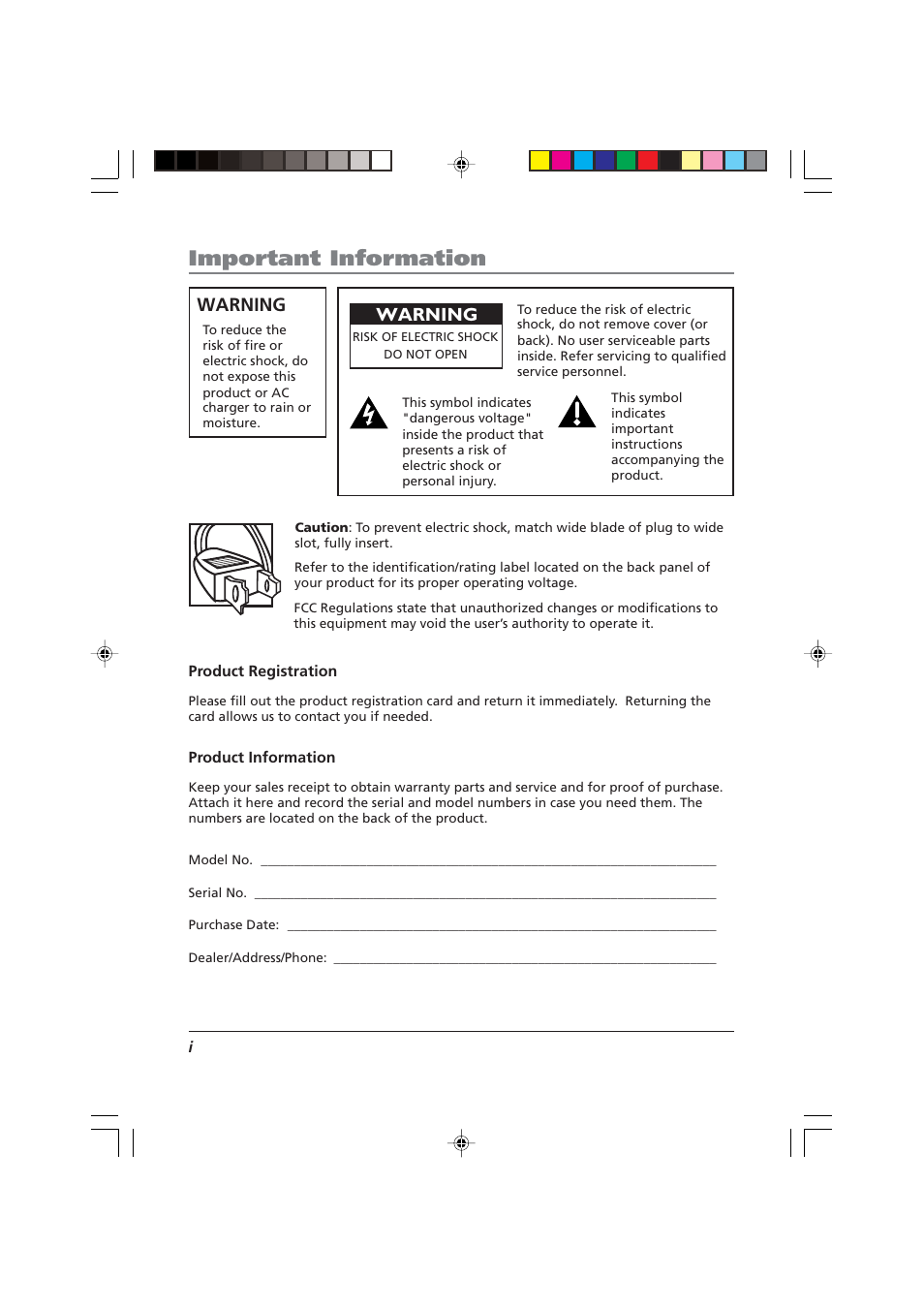 Important information, Warning | RCA CDRW120 User Manual | Page 2 / 32