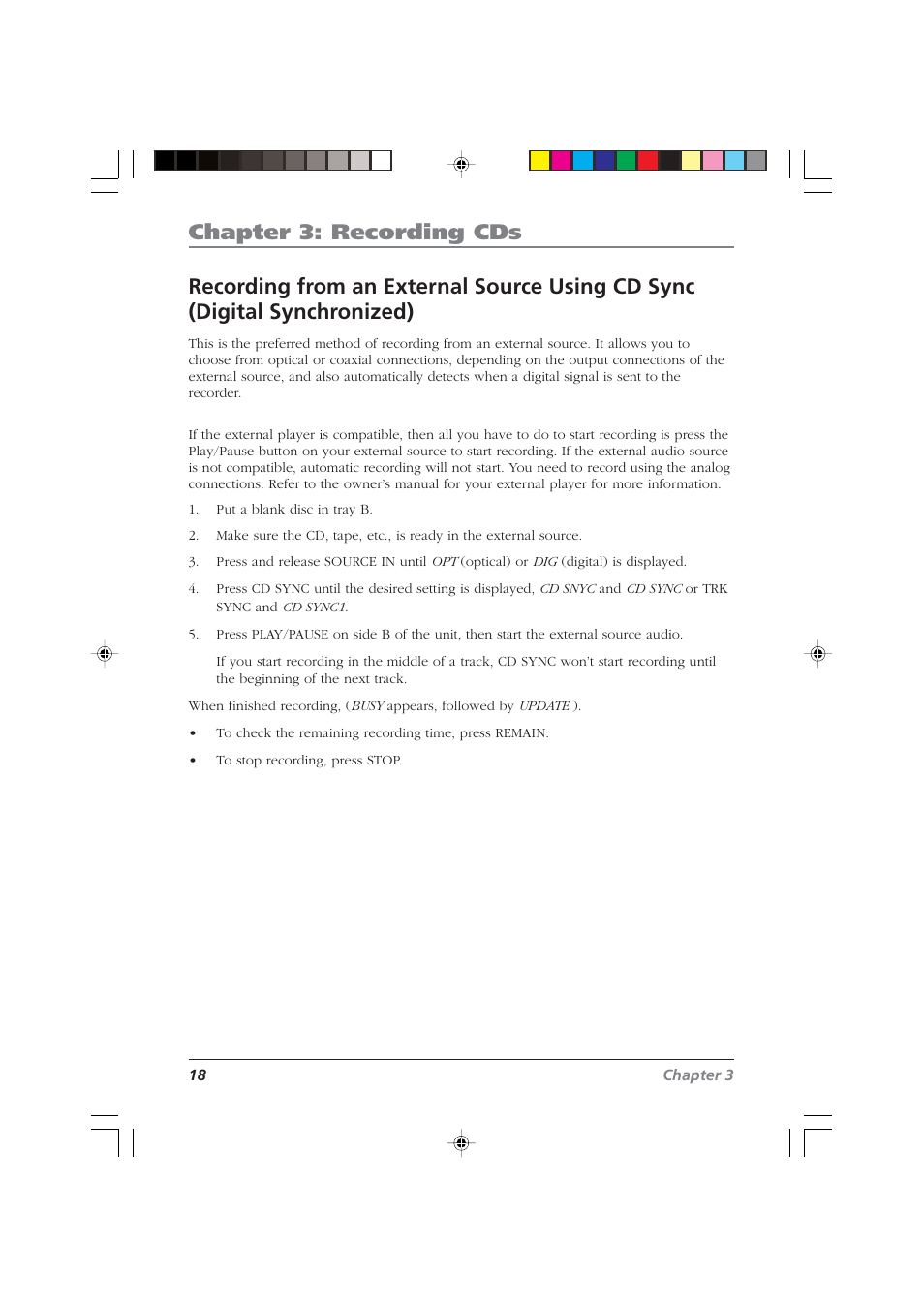 Chapter 3: recording cds | RCA CDRW120 User Manual | Page 20 / 32