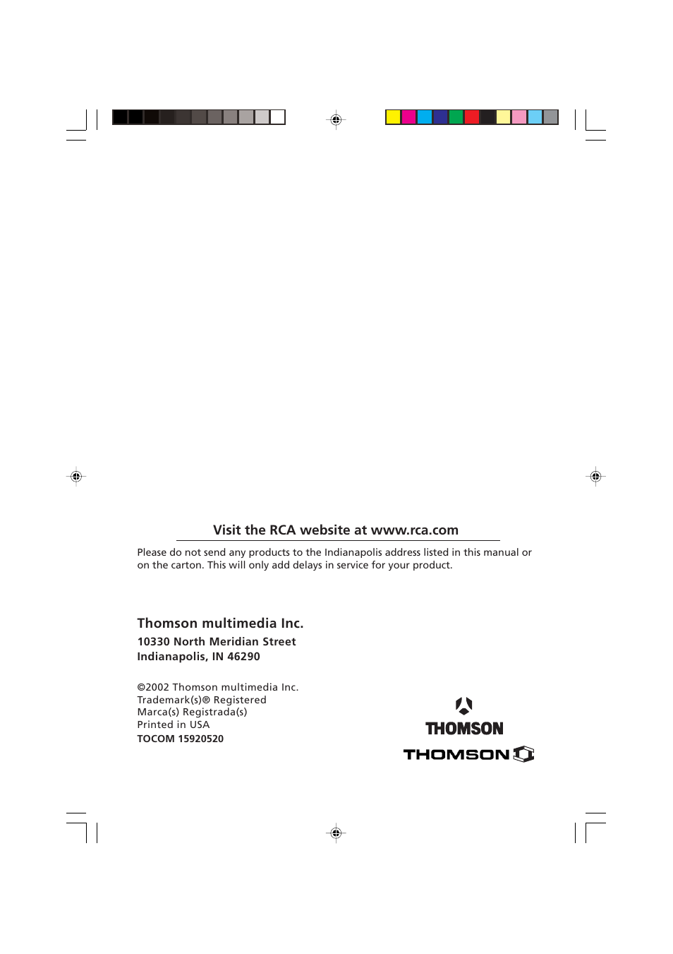 Thomson multimedia inc | RCA CDRW120 User Manual | Page 32 / 32