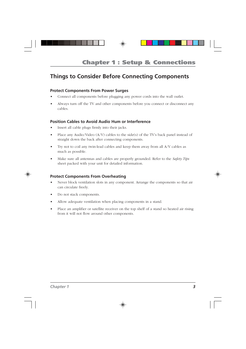 Chapter 1 : setup & connections, Things to consider before connecting components | RCA CDRW120 User Manual | Page 5 / 32