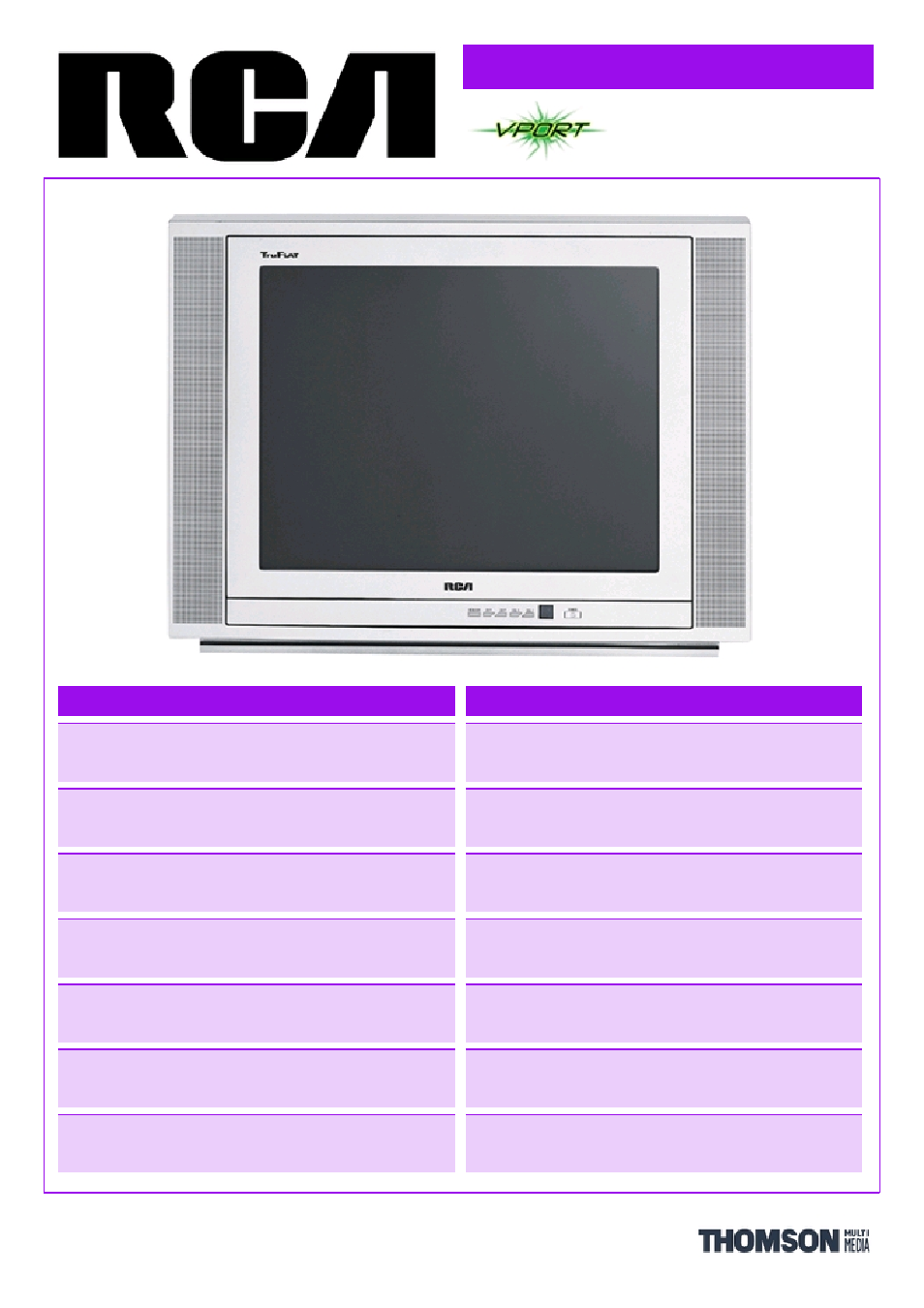 RCA TruFlat F27TF700 User Manual | 2 pages