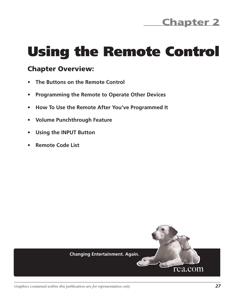 Using the remote control, Chapter 2, Chapter overview | RCA HD50LPW62 User Manual | Page 29 / 80