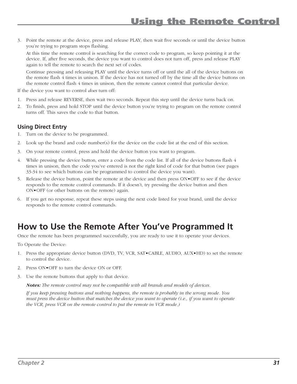 Using the remote control, How to use the remote after you’ve programmed it | RCA HD50LPW62 User Manual | Page 33 / 80