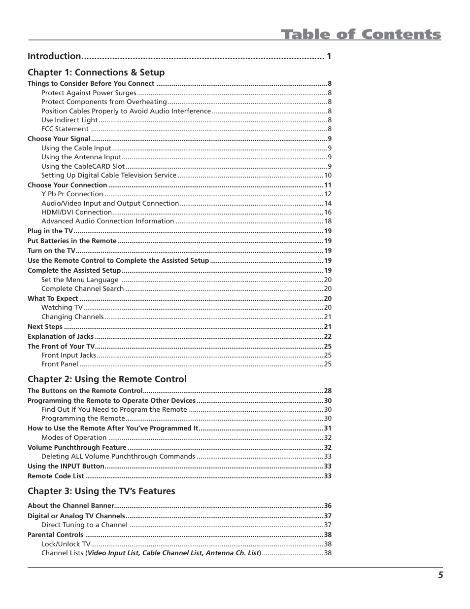 RCA HD50LPW62 User Manual | Page 7 / 80