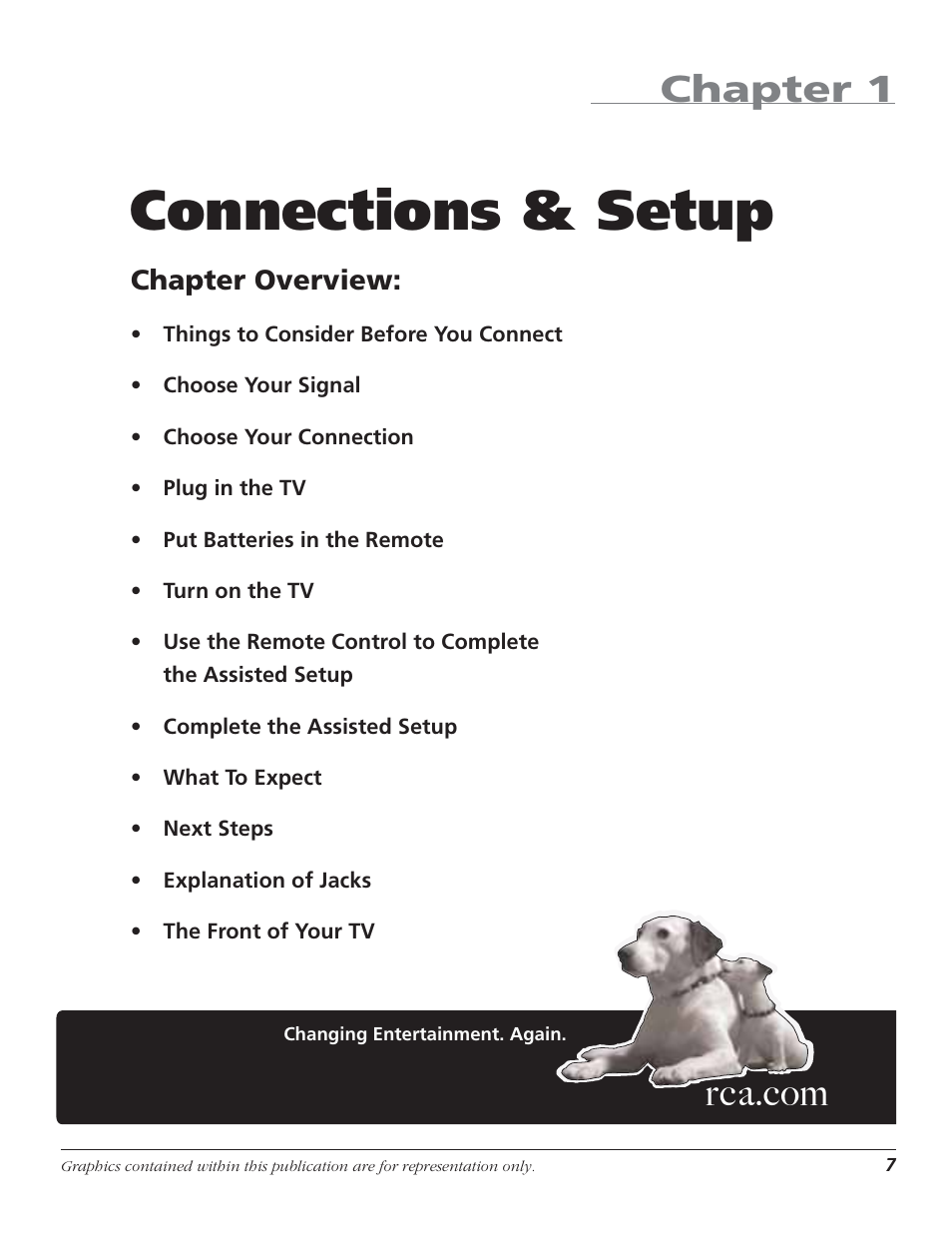 Connections & setup, Chapter 1 connections & setup, Chapter overview | RCA HD50LPW62 User Manual | Page 9 / 80