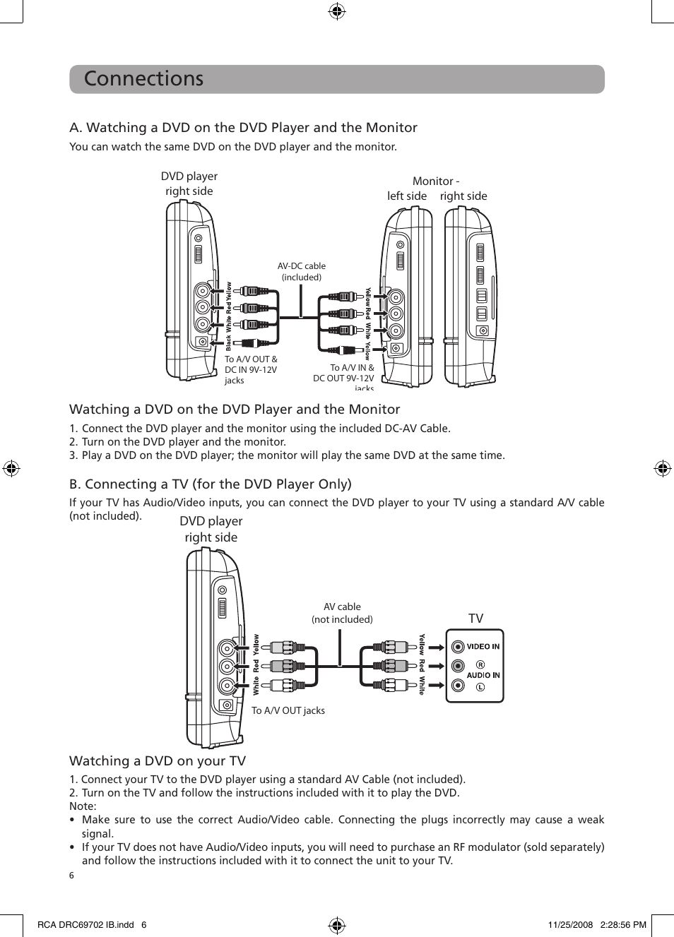 Connections | RCA DRC69702 User Manual | Page 10 / 28