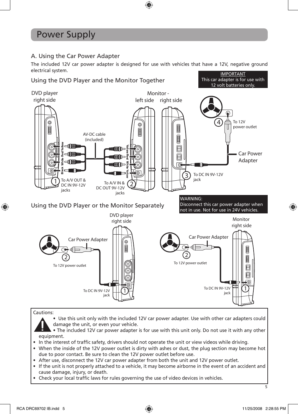 Power supply | RCA DRC69702 User Manual | Page 9 / 28