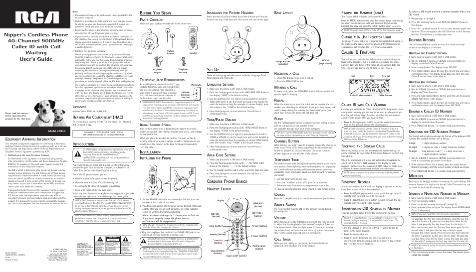 RCA Nipper 26940 User Manual | 2 pages