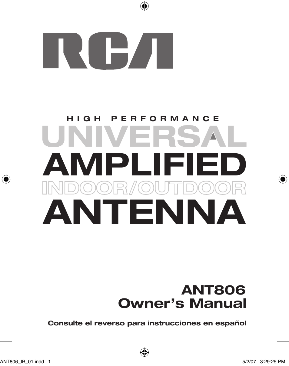 RCA ANT806 User Manual | 16 pages