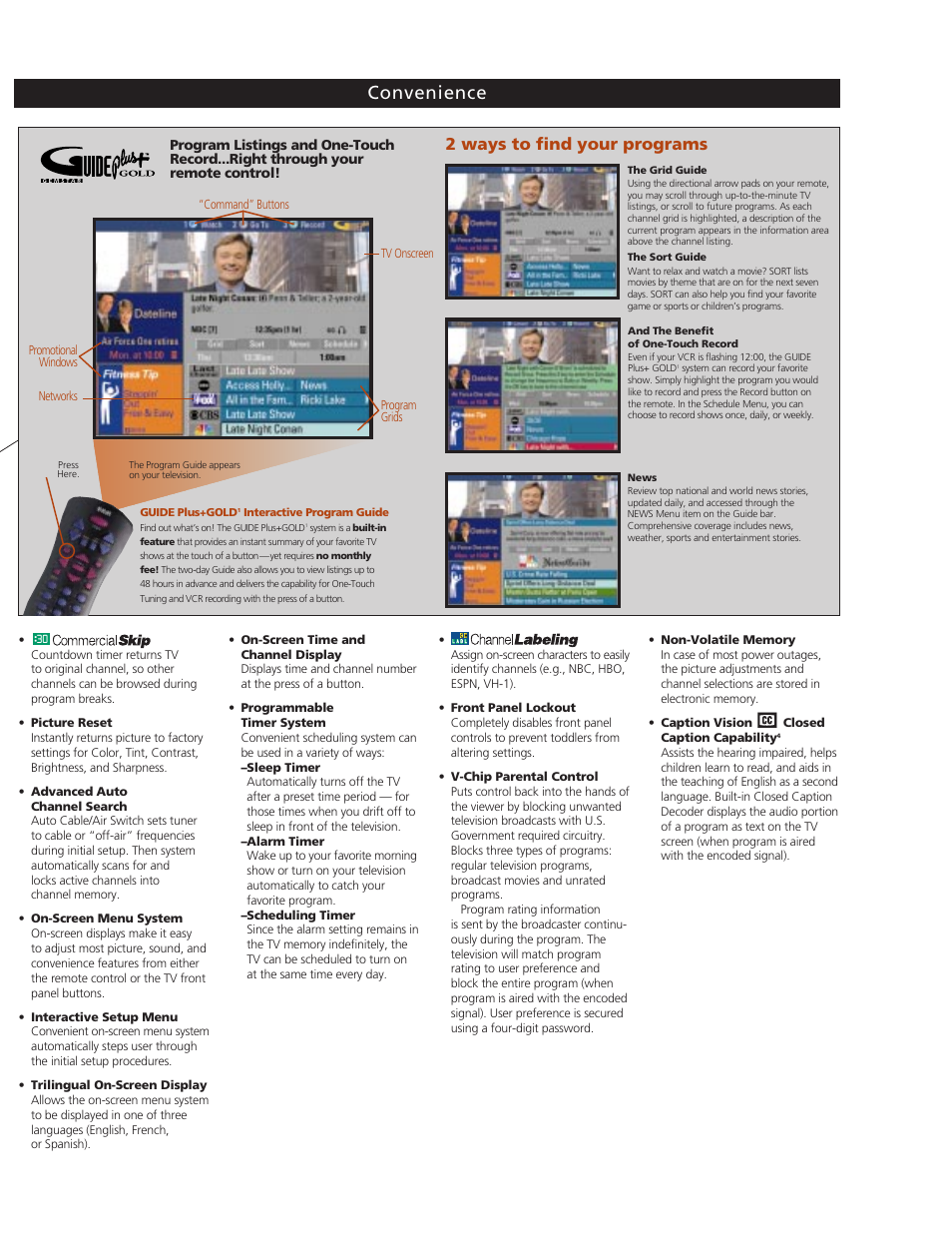 Convenience, 2 ways to find your programs | RCA F25432 User Manual | Page 3 / 4