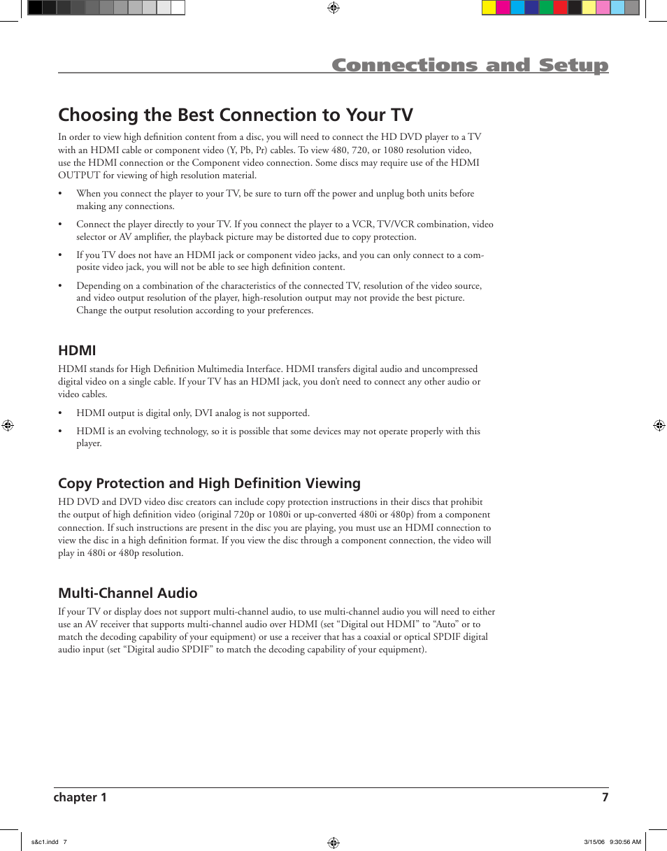 Hdmi, Copy protection and high definition viewing, Multi-channel audio | RCA HDV5000 User Manual | Page 11 / 62