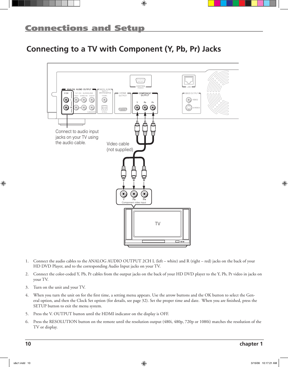 Connections and setup | RCA HDV5000 User Manual | Page 14 / 62