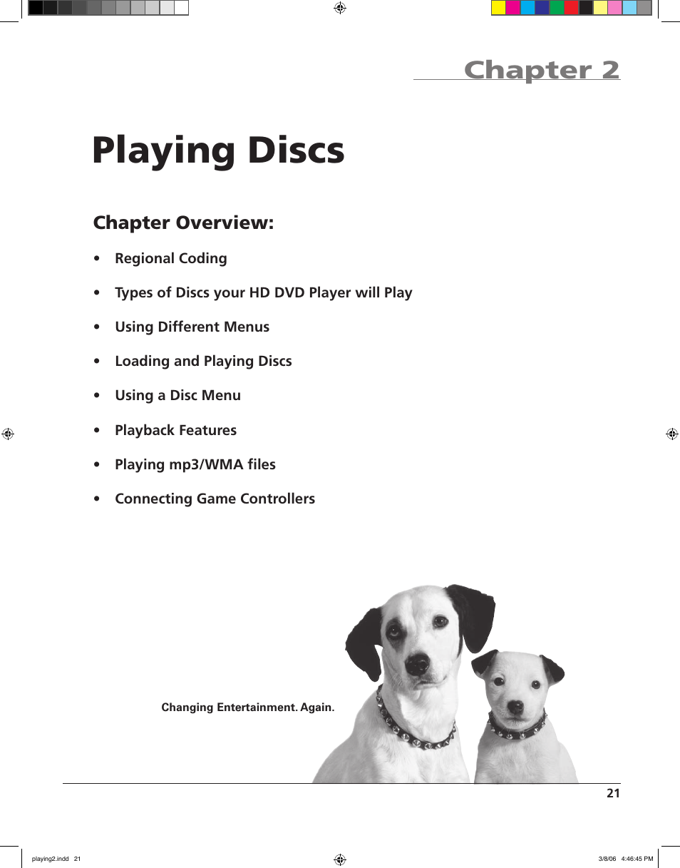 Playing discs, Chapter 2, Chapter overview | RCA HDV5000 User Manual | Page 25 / 62