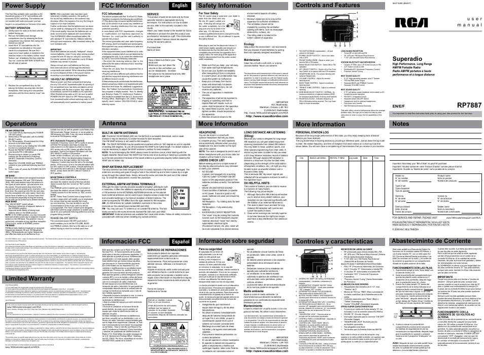 RCA 5637 User Manual | 2 pages