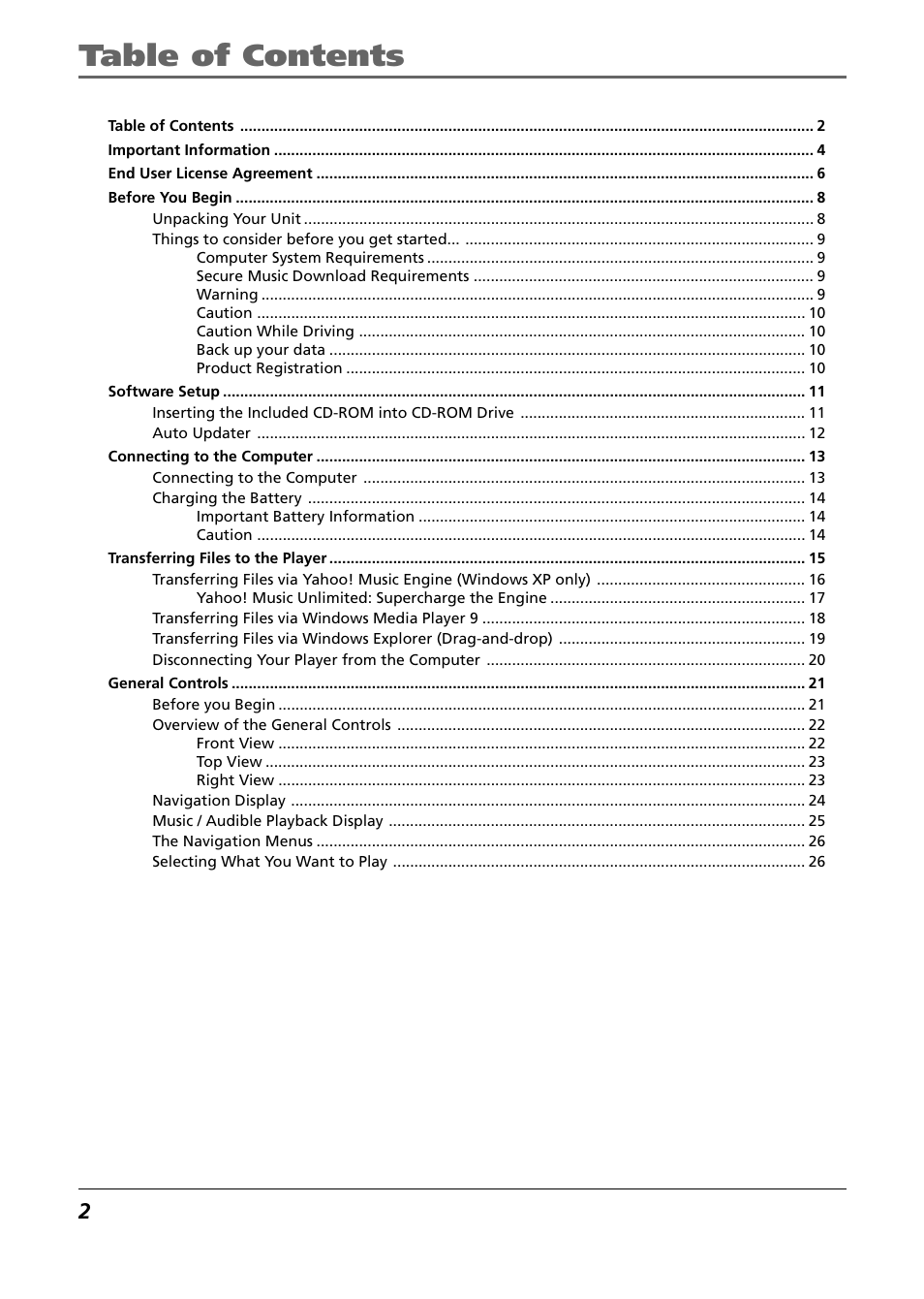 RCA H106 User Manual | Page 2 / 40