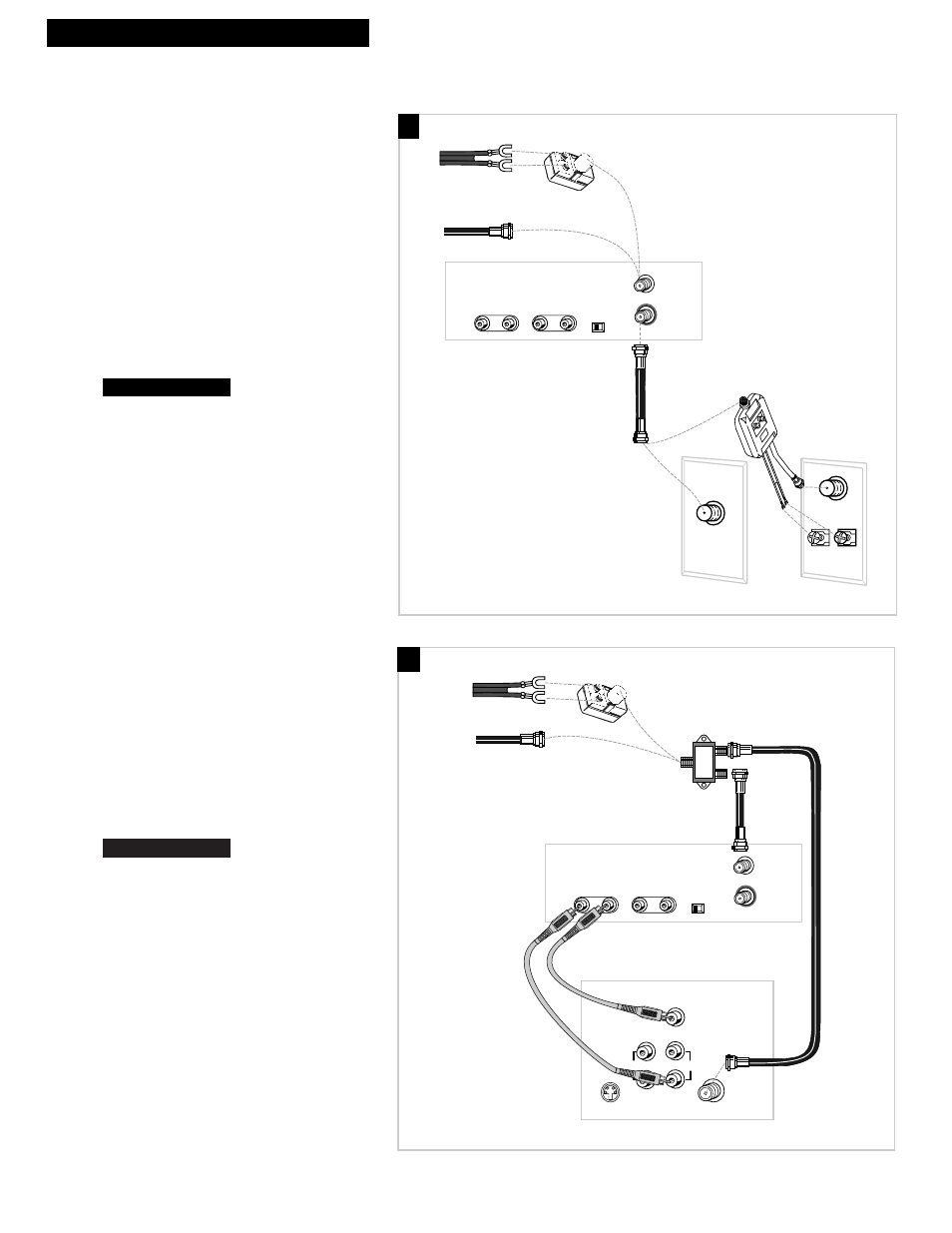 Antenna or cable system without a cable box, 3hooking up the vcr, A. basic hookup | B. advanced hookup, Back of tv back of vcr, Vhf uhf, Connect as shown, Plug in power cords of vcr and tv. 4, Plug in power cords of vcr and tv. 3, Continue to page 7 | RCA VR539 User Manual | Page 5 / 48
