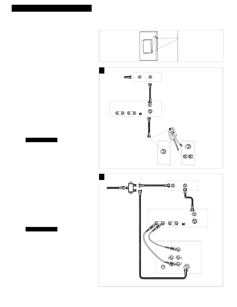 5hooking up the vcr, Position cable box, A. basic hookup | B. advanced hookup, Such as hbo, showtime, pay-per-view, etc.), Cable box back of tv, Back of vcr, Connect as shown, Plug in power cords of vcr, tv, and cable box. 4, Plug in power cords of vcr, tv, and cable box. 3 | RCA VR539 User Manual | Page 7 / 48