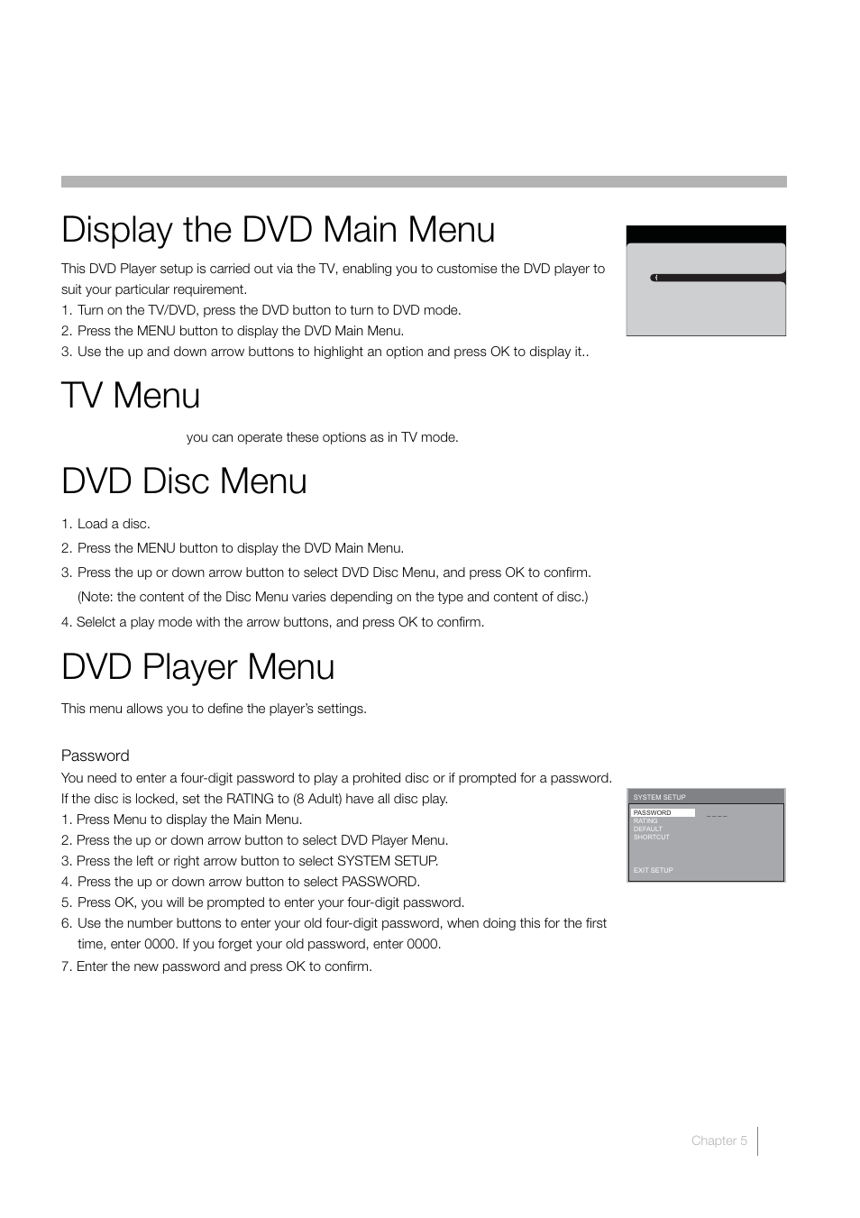 6 dvd functions-menus display the dvd main menu, Tv menu, Dvd disc menu | Dvd player menu | RCA L40HD33D User Manual | Page 45 / 56