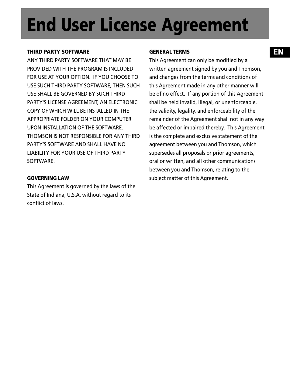 End user license agreement | RCA X3000 User Manual | Page 11 / 33