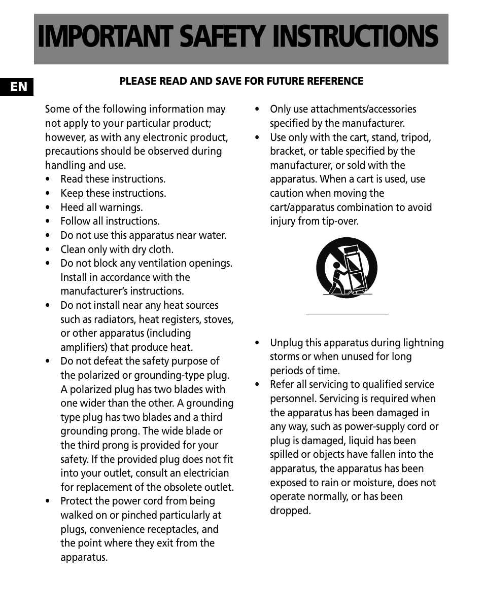 Important safety instructions | RCA X3000 User Manual | Page 6 / 33