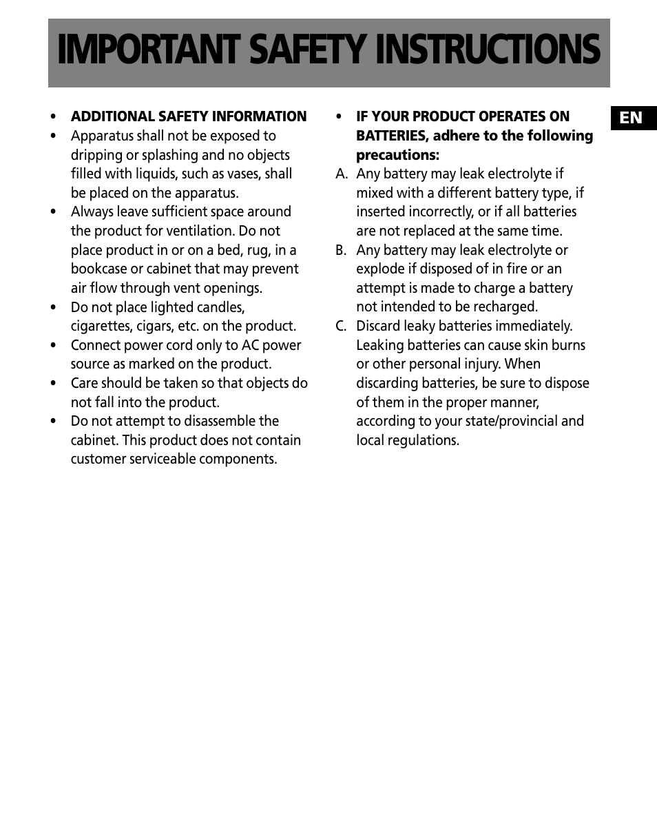Important safety instructions | RCA X3000 User Manual | Page 7 / 33