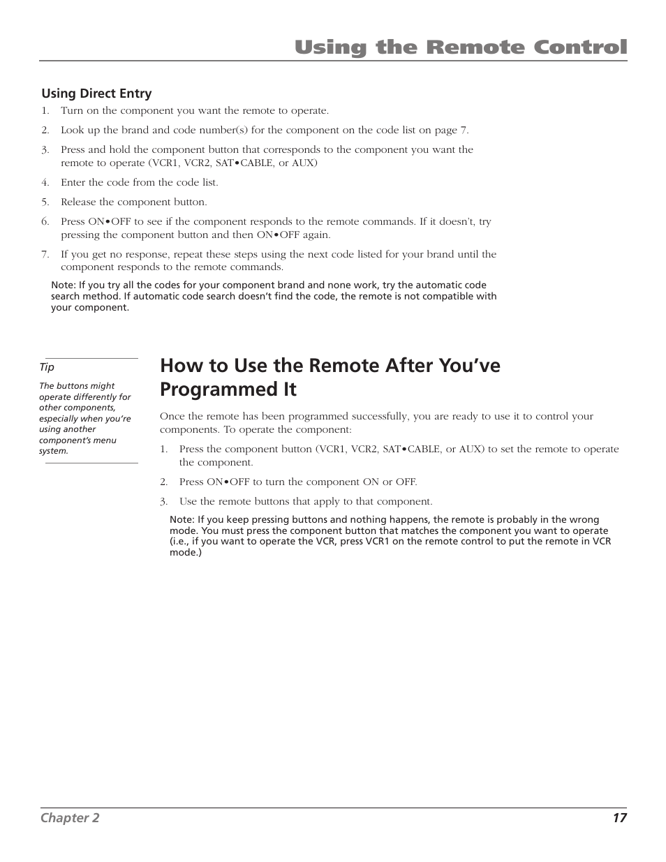 Using the remote control, How to use the remote after you’ve programmed it | RCA F25339 User Manual | Page 19 / 48